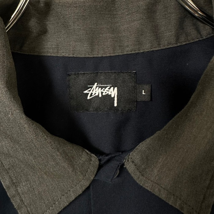 stussy ステューシー シャツ L 半袖 ワークシャツ 刺繍ロゴ ワッペン | Vintage.City 古着屋、古着コーデ情報を発信