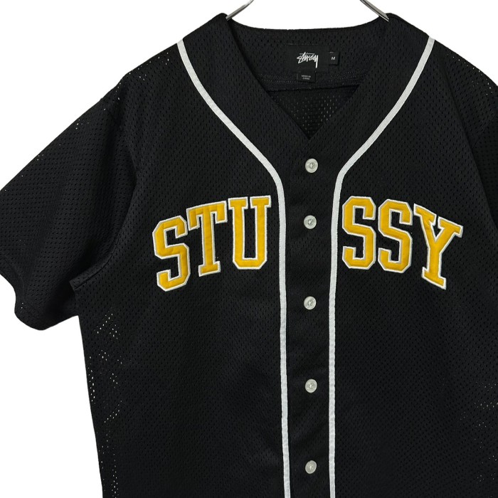 stussy ステューシー 半袖シャツ L 刺繍ロゴ バックロゴ シャークロゴ