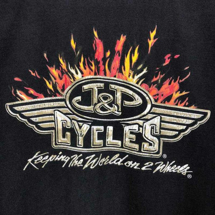 古着 J&P CYCLES クロス ファイヤー プリント Tシャツ | Vintage.City 古着屋、古着コーデ情報を発信