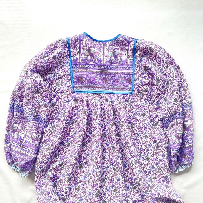 vintage indian cotton purple peacock onepiece | Vintage.City 古着屋、古着コーデ情報を発信