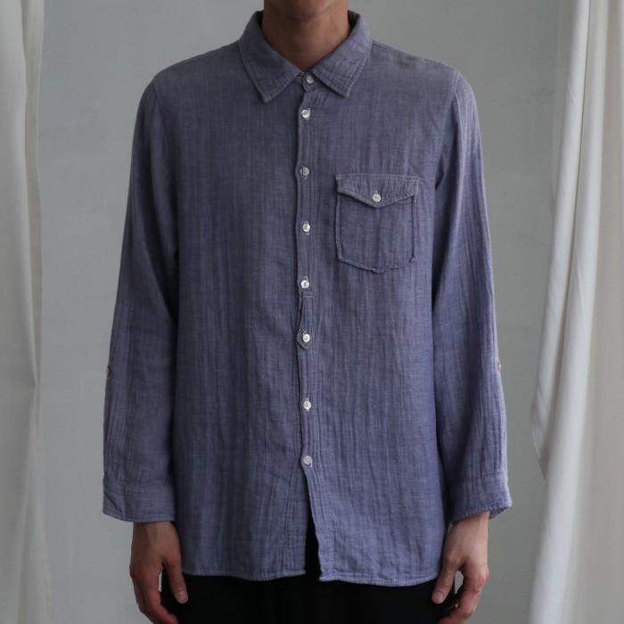 gauze textile shirt purple/blue | Vintage.City 古着屋、古着コーデ情報を発信