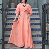 *SPECIAL ITEM* EU VINTAGE FRILL DESIGN LONG DRESS ONE PIECE/ヨーロッパ古着フリルデザインロングドレスワンピース | Vintage.City ヴィンテージ 古着