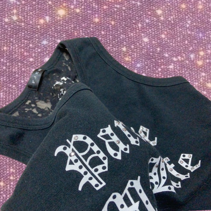 Y2K Neo Grunge /McBling /Rock Gyaru vibes   "FTER" lettered graphic＋kiakira Tank tops | Vintage.City 빈티지숍, 빈티지 코디 정보