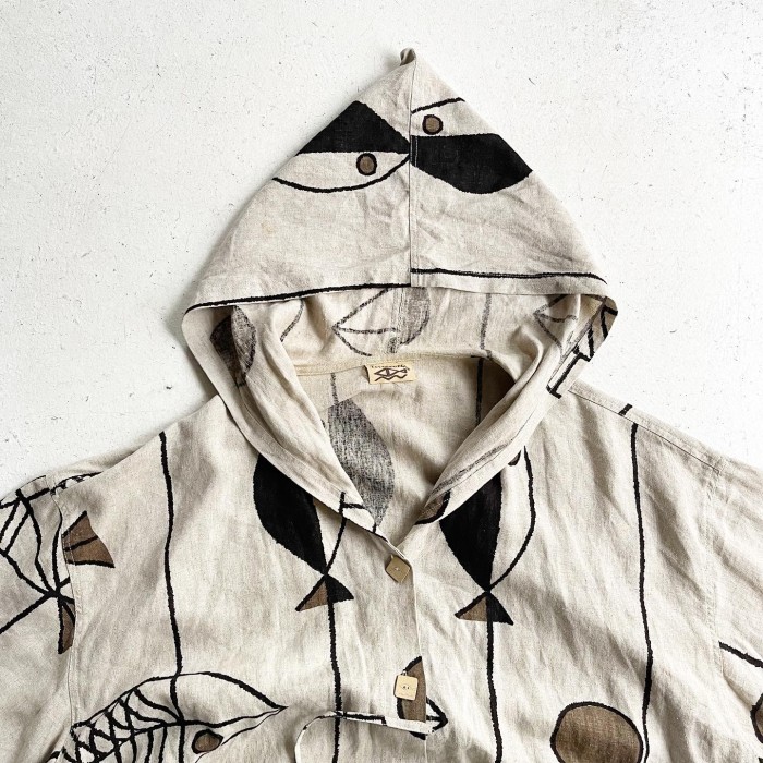 Linen×VISCOSE Fish Pattern Hooded Jacket | Vintage.City 빈티지숍, 빈티지 코디 정보