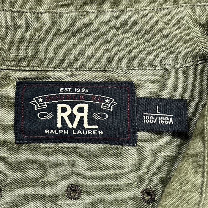 RRL チンスト & マチ付き コットン ワークシャツ オリーブ | Vintage.City 古着屋、古着コーデ情報を発信