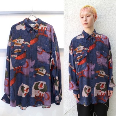 【"90's GOOUCH" abstract graphic pattern loose silk shirt】 | Vintage.City ヴィンテージ 古着