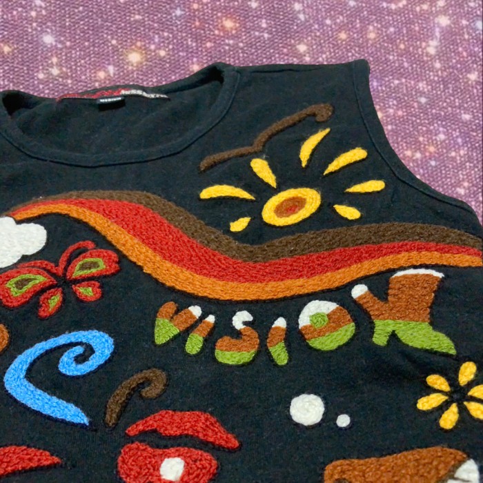 y2k early 2000's " Miss sixty "Retro Psychedelic Embroidery tank top | Vintage.City 古着屋、古着コーデ情報を発信
