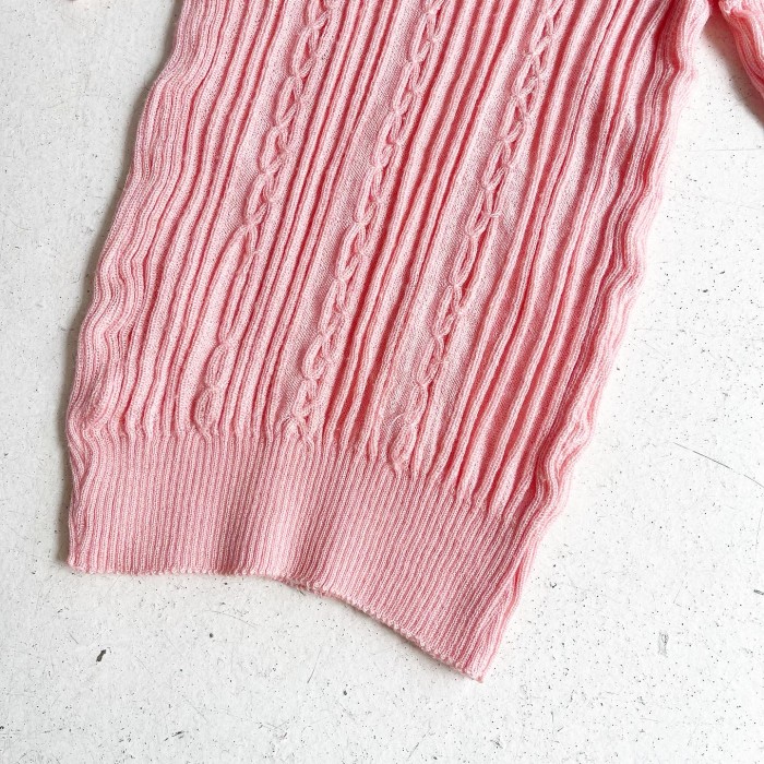 1970s S/S Pink Cable knit tops | Vintage.City 古着屋、古着コーデ情報を発信