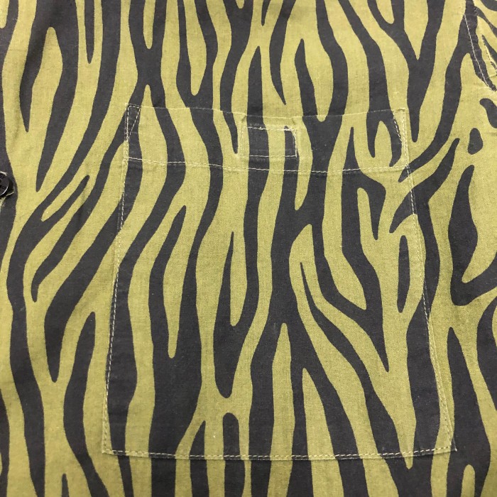 00s OLD STUSSY/Zebra pattern S/S Shirt/USA製/M/ゼブラ柄/半袖シャツ/カーキ/柄シャツ/ステューシー/オールドステューシー/古着/ヴィンテージ/アーカイブ | Vintage.City 빈티지숍, 빈티지 코디 정보