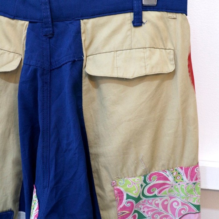 【"再構築 custom" hand-painted logo & patch design wide pants】 | Vintage.City 古着屋、古着コーデ情報を発信