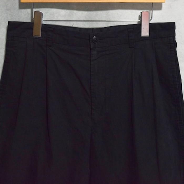 90s " nautica " black cotton x nylon x poly two tuck slacks | Vintage.City 古着屋、古着コーデ情報を発信