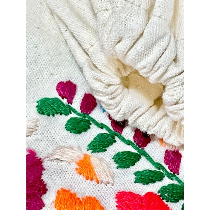 メキシコ製 鳥刺繍 花刺繍 フォークロア 半袖 レトロ ヴィンテージメキシカンドレス ホワイト 白 | Vintage.City ヴィンテージ 古着