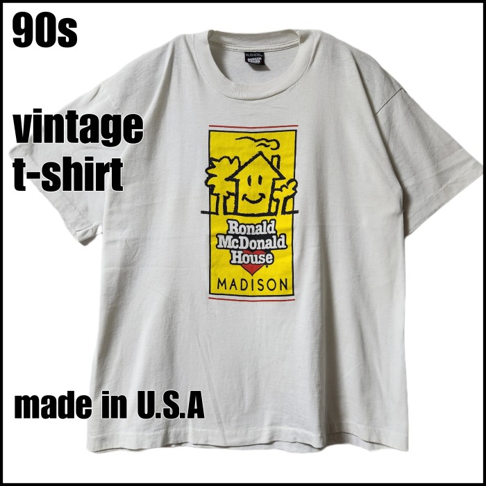 90s SCREEN STARS ドナルド マクドナルド ヴィンテージ　Tシャツ　半袖　白　ホワイト　サイズXL | Vintage.City 빈티지숍, 빈티지 코디 정보