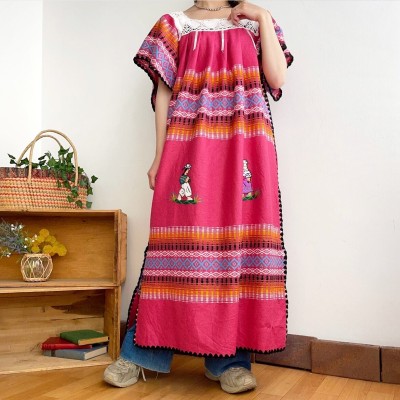 person embroidery dress “pink” | Vintage.City 古着屋、古着コーデ情報を発信