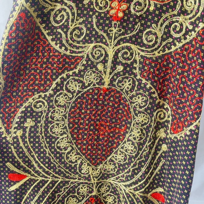 Black embroidered dashiki sleeve maxi onepiece | Vintage.City 빈티지숍, 빈티지 코디 정보