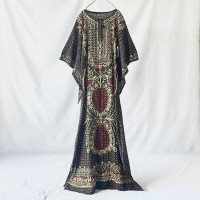 Black embroidered dashiki sleeve maxi onepiece | Vintage.City ヴィンテージ 古着