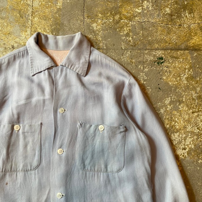 50s60s レーヨンシャツ プレーン ライトブルー ヴィンテージシャツ | Vintage.City 古着屋、古着コーデ情報を発信