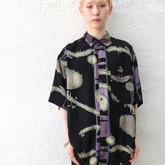 【"90's GOOUCH" abstract graphic pattern loose rayon shirt】 | Vintage.City 古着屋、古着コーデ情報を発信