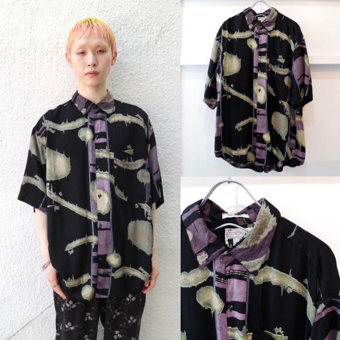【"90's GOOUCH" abstract graphic pattern loose rayon shirt】 | Vintage.City 빈티지숍, 빈티지 코디 정보