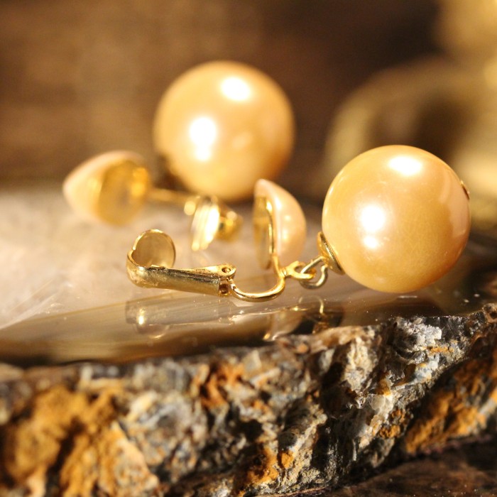 USA VINTAGE SWING DESIGN PEARL EAR CLIPS/アメリカ古着ぶらさがり