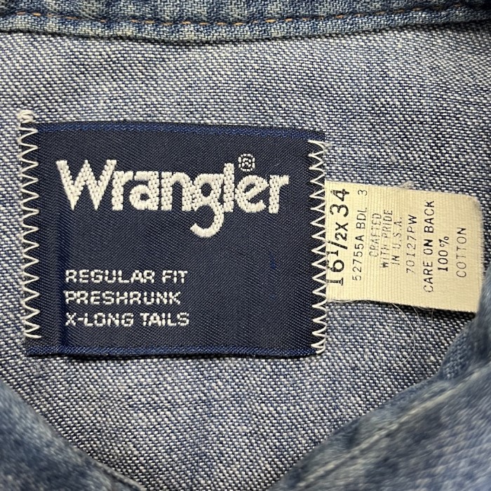 80'S WRANGLER "70127PW" デニム ウエスタンシャツ インディゴ USA製 | Vintage.City 빈티지숍, 빈티지 코디 정보