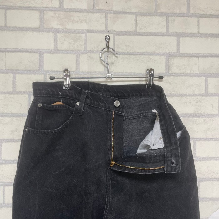 【W32×L30】FADED GLORY    ブラックデニムパンツ　ブランドタグ　革パッチ | Vintage.City 古着屋、古着コーデ情報を発信