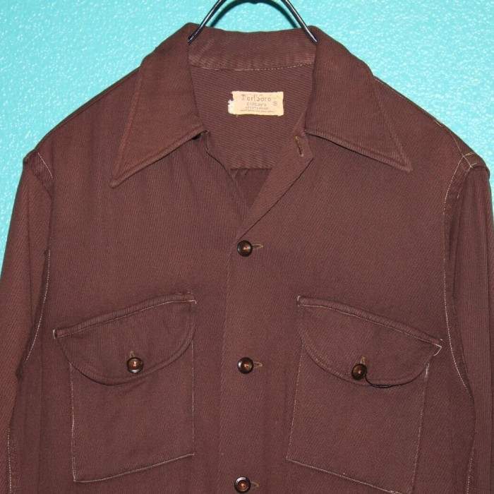 40s marlboro Rayon×Wool Gabardine Shirt | Vintage.City 빈티지숍, 빈티지 코디 정보