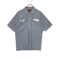 CU   半袖ワークシャツ　M   ワッペン　ストライプ | Vintage.City ヴィンテージ 古着