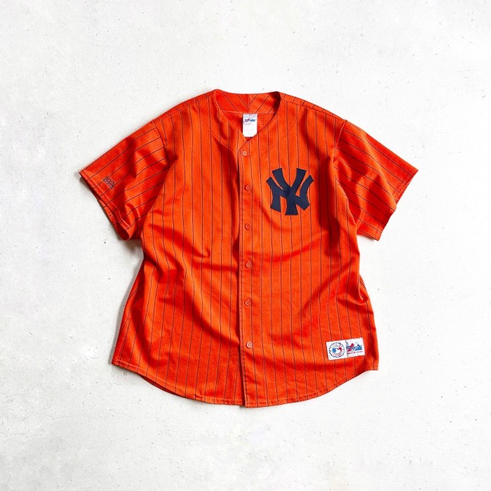 1990s New York Yankees Baseball shirt "ORANGE" Majestic MADE IN USA 【XXL】 | Vintage.City 빈티지숍, 빈티지 코디 정보