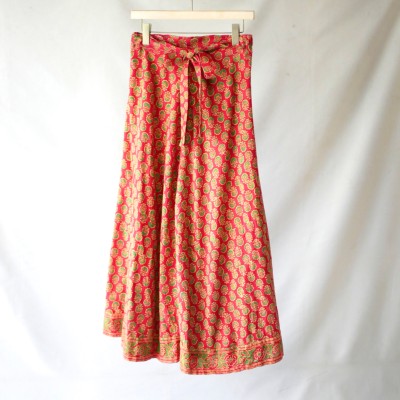 60s vintage Neeta indian cotton fuchsia pink wrap skirt | Vintage.City ヴィンテージ 古着