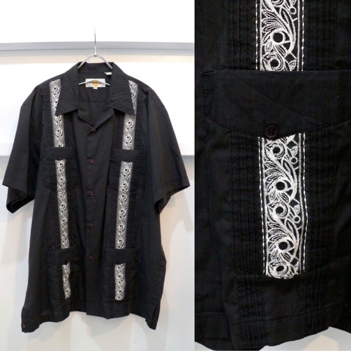 【black loose cuba shirt】 | Vintage.City 빈티지숍, 빈티지 코디 정보