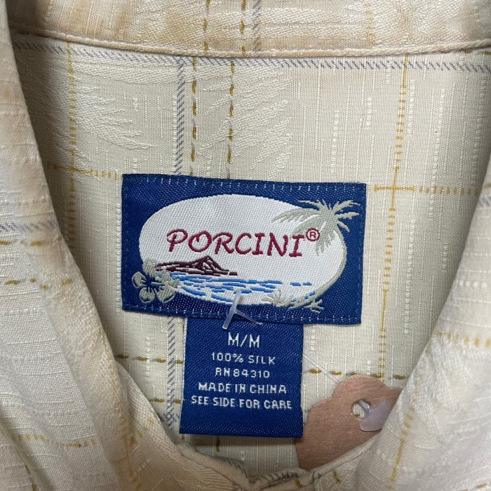 PORCINI   半袖シルクシャツ　M   シルク100%   チェック柄 | Vintage.City 빈티지숍, 빈티지 코디 정보