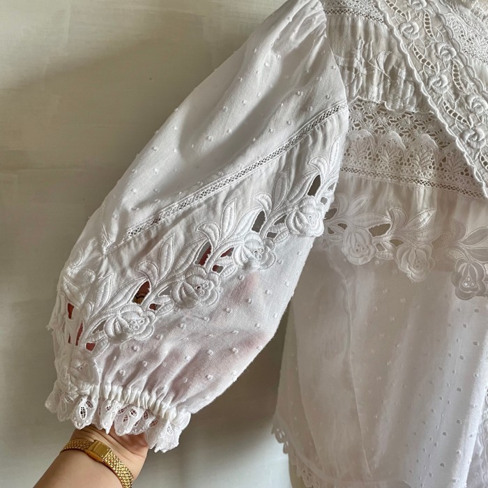 cotton lace white blouse 〈レトロ古着 コットンレース ホワイトブラウス 白〉 | Vintage.City 古着屋、古着コーデ情報を発信