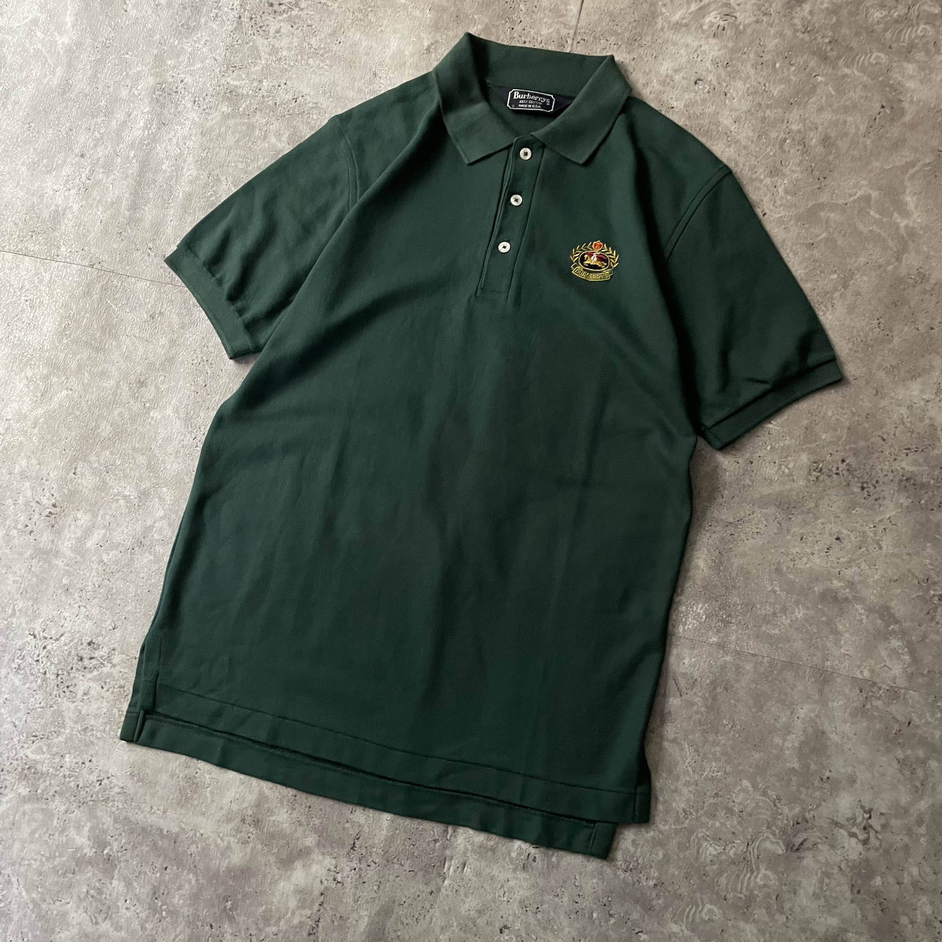 90s】Burberry バーバリー ポロシャツ 半袖 USA製 グリーン 緑 ...