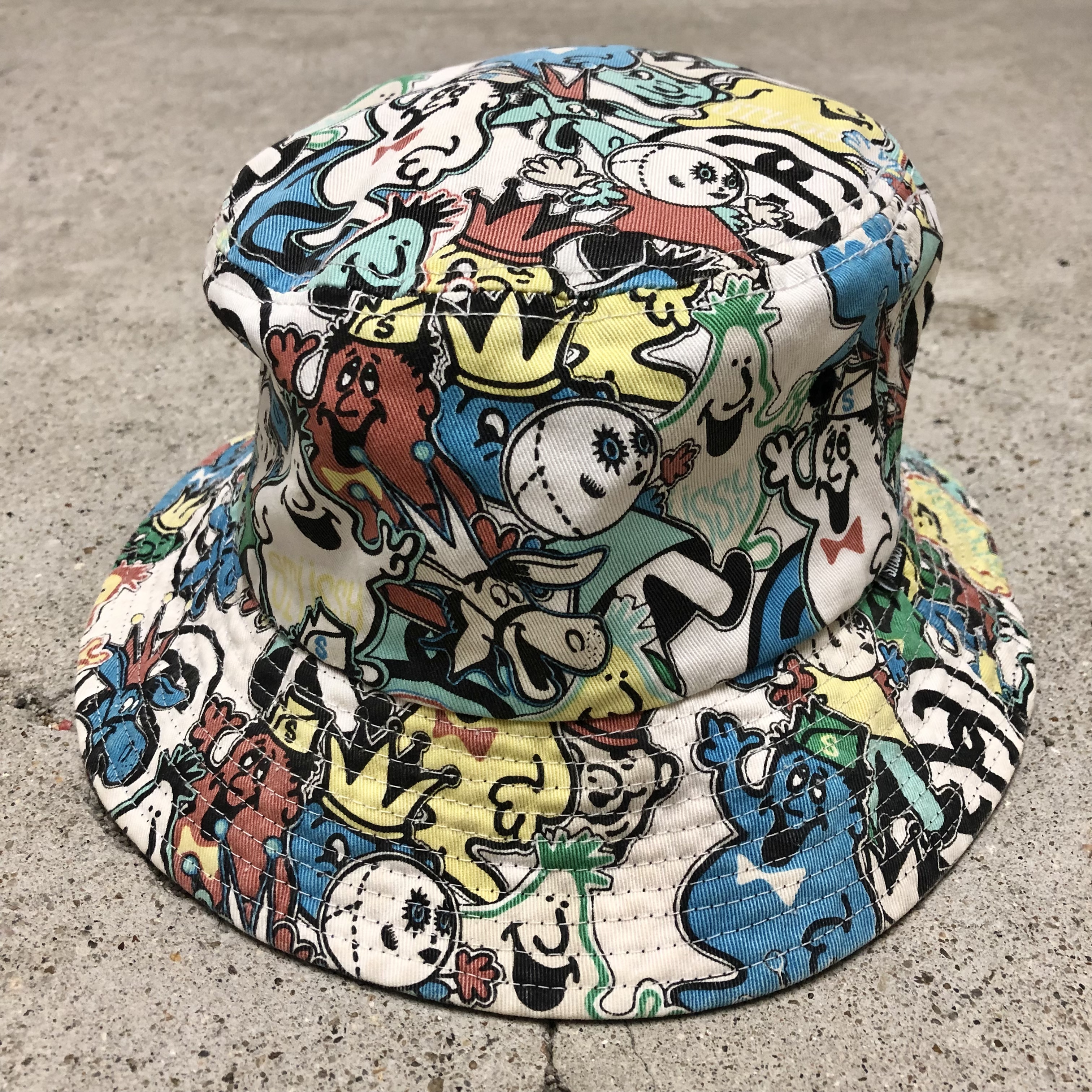 00s OLD STUSSY/Character print Bucket Hat/S/M/キャラクタープリント