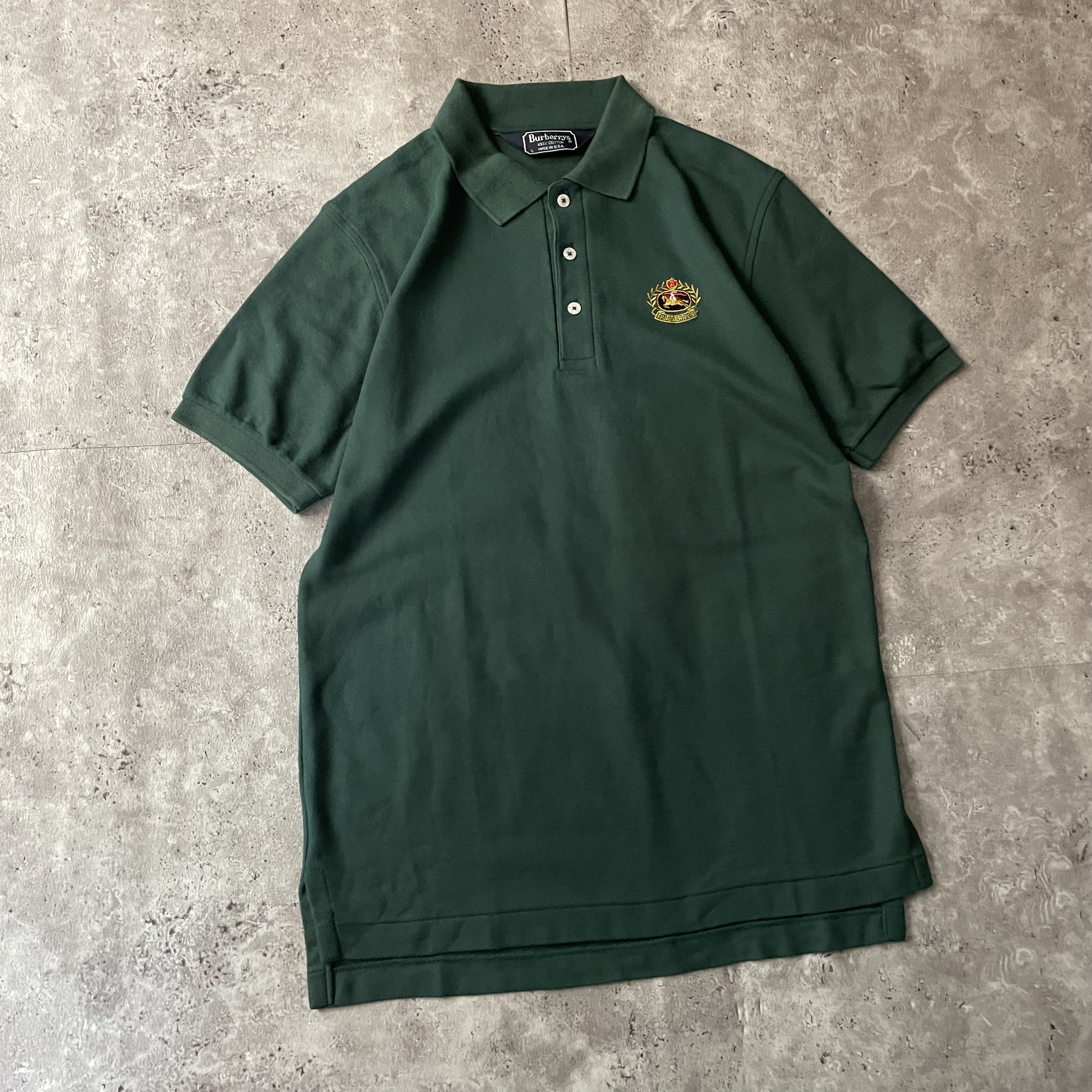 90s】Burberry バーバリー ポロシャツ 半袖 USA製 グリーン 緑