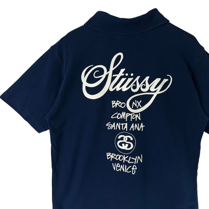 stussy ステューシー ポロシャツ L バックロゴ ワンポイントロゴ-