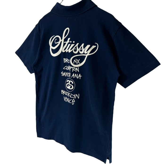 stussy ステューシー ポロシャツ L バックロゴ ワンポイントロゴ-