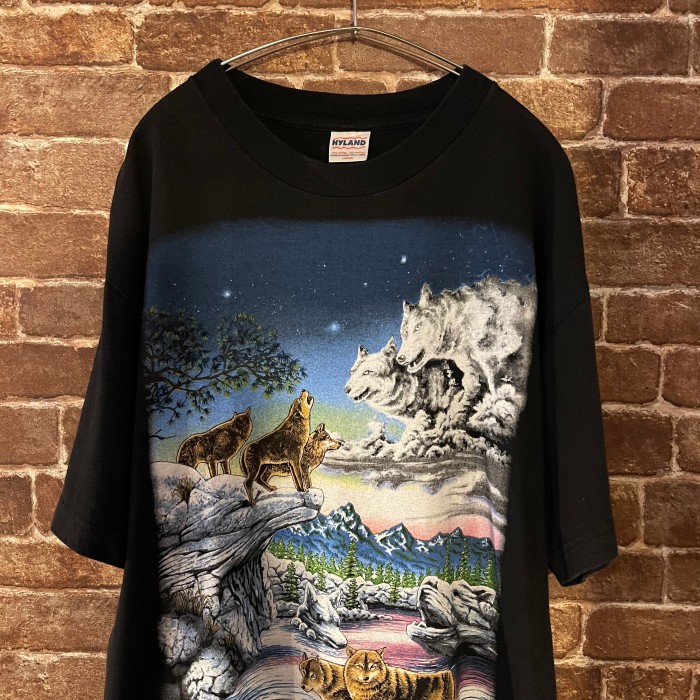90’s HYLAND wolf design アニマルTシャツ | Vintage.City 빈티지숍, 빈티지 코디 정보