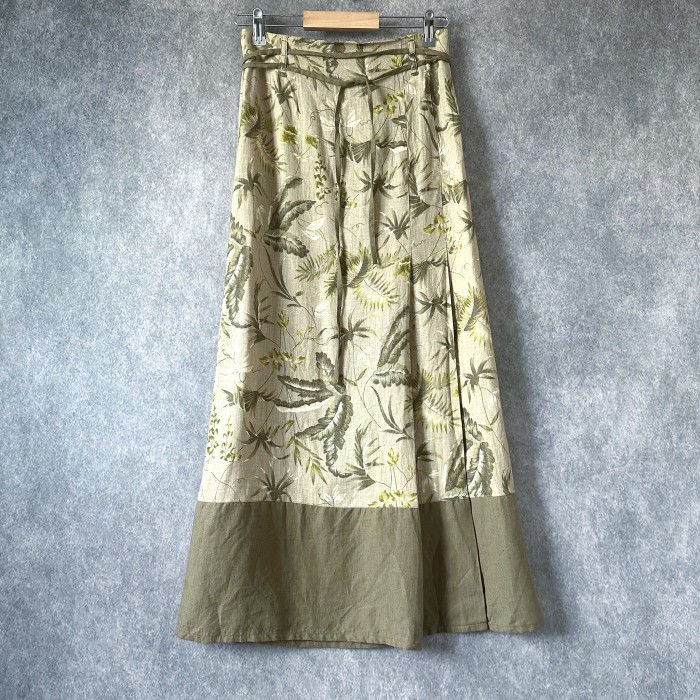 leaf pattern linen slit skirt | Vintage.City 古着屋、古着コーデ情報を発信