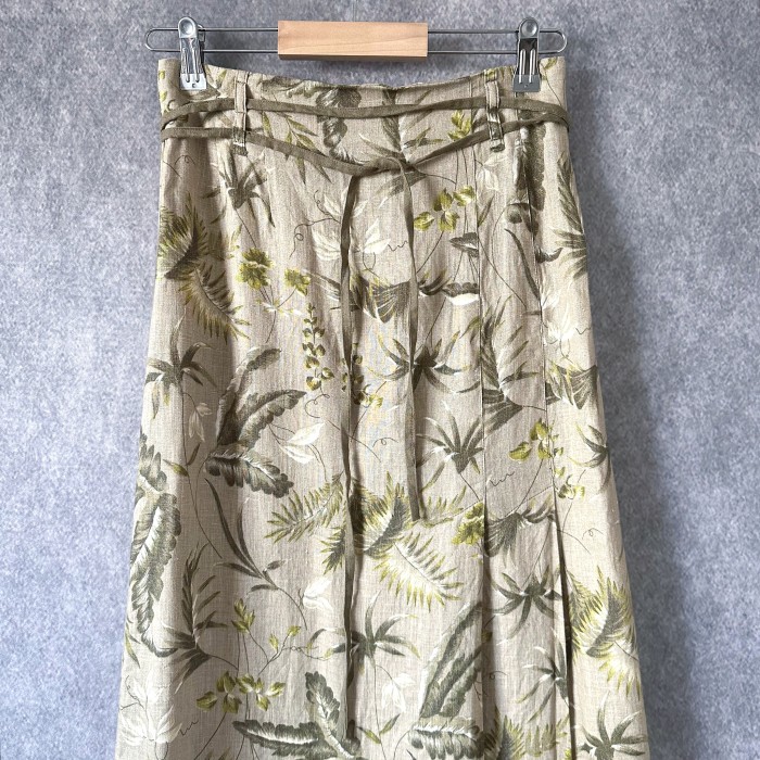 leaf pattern linen slit skirt | Vintage.City 古着屋、古着コーデ情報を発信