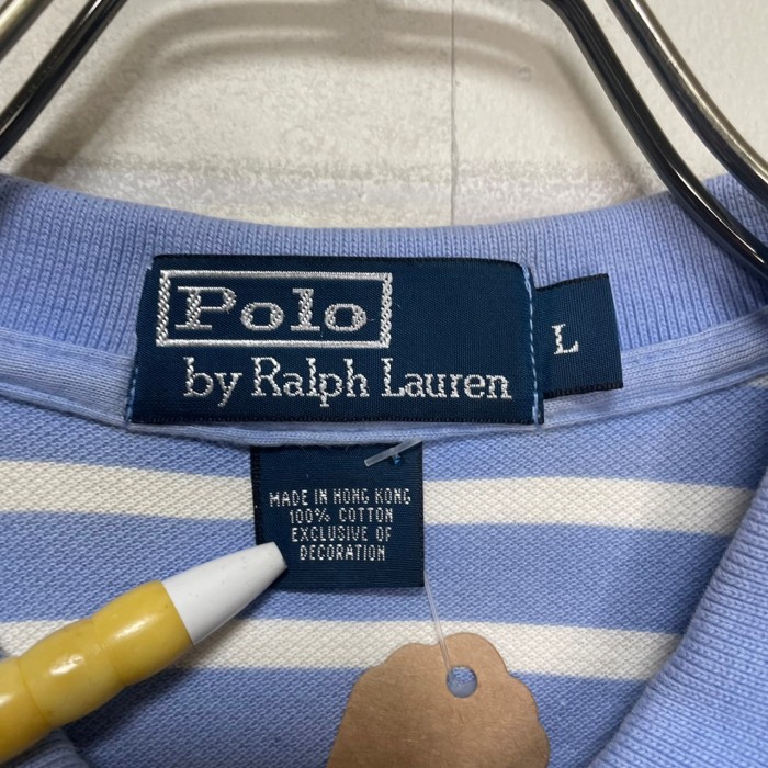 POLO by RALPH LAUREN   半袖ポロシャツ　L   コットン100%   刺繍　ボーダー | Vintage.City 古着屋、古着コーデ情報を発信