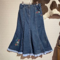 お花刺繍　デニム　フレアスカート | Vintage.City ヴィンテージ 古着
