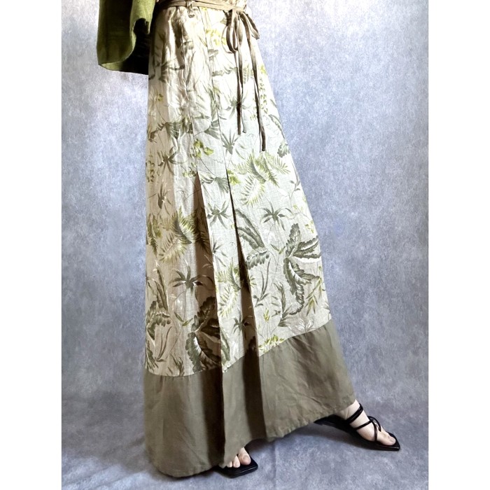 leaf pattern linen slit skirt | Vintage.City 빈티지숍, 빈티지 코디 정보