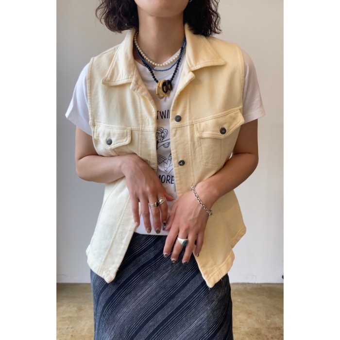 Ivory cotton vest | Vintage.City 古着屋、古着コーデ情報を発信