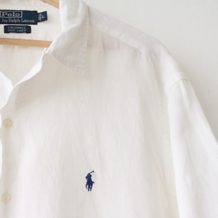 90s Ralph Lauren "CALDWELL" Linen Open Collar Shirt | Vintage.City 古着屋、古着コーデ情報を発信