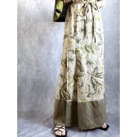 leaf pattern linen slit skirt | Vintage.City ヴィンテージ 古着