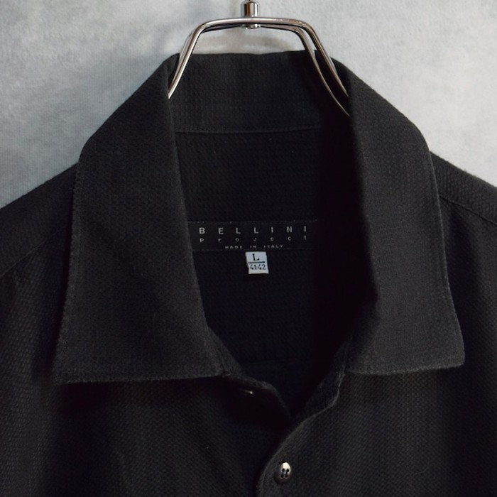 90s black cotton x viscose open collar shirts | Vintage.City 빈티지숍, 빈티지 코디 정보