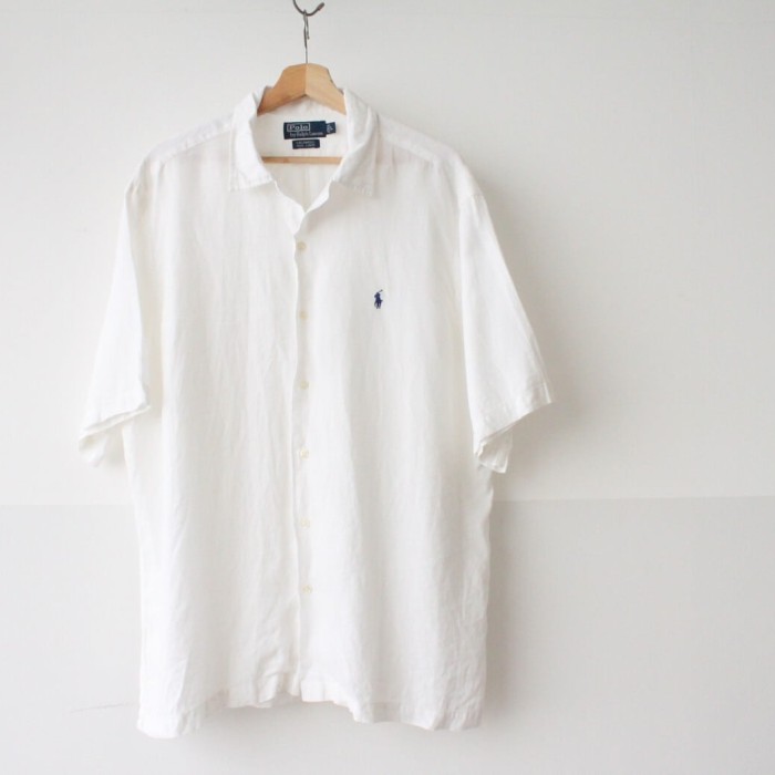 90s Ralph Lauren "CALDWELL" Linen Open Collar Shirt | Vintage.City 古着屋、古着コーデ情報を発信