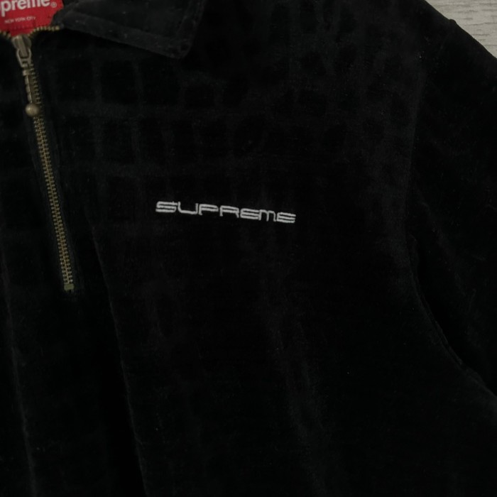 supreme シュプリーム ポロシャツ ハーフジップ ベロア 刺繍ロゴ 